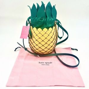NWT Kate Spade Pineapple Colada Bucket Crossbody Bag, Yellow Green Multi…